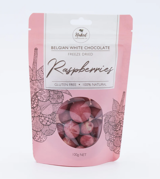 White Chocolate Freeze Dried Raspberries | Naked Chocolate Co.